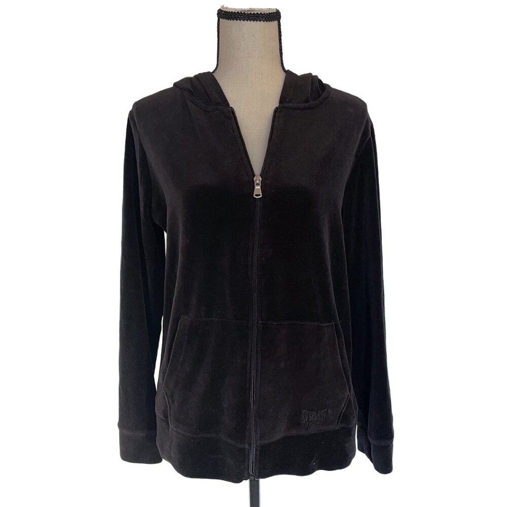 Everlast Sport Hoodie | Black Velour Zip Up Y2K